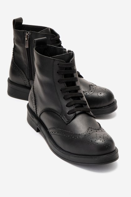 Nelvy Black Skin Genuine Leather Women's Boots