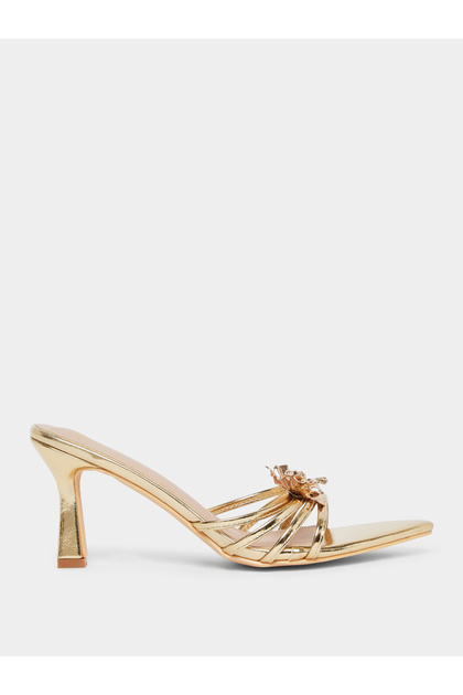 Flower Trim High Heel Sandals