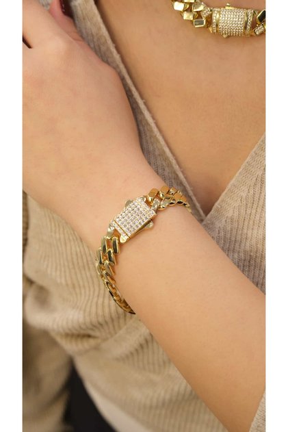 Gold Zircon Stone Thick Premium Gourmet Bracelet