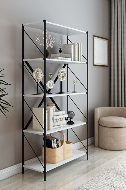 DEKOZUM STONE Metal Kitaplık Ofis Kitaplık Çok Amaçlı Dekoratif
