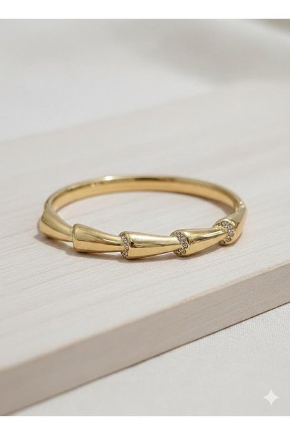 316L Steel Special Series Stone Detailed Handcuff Bracelet