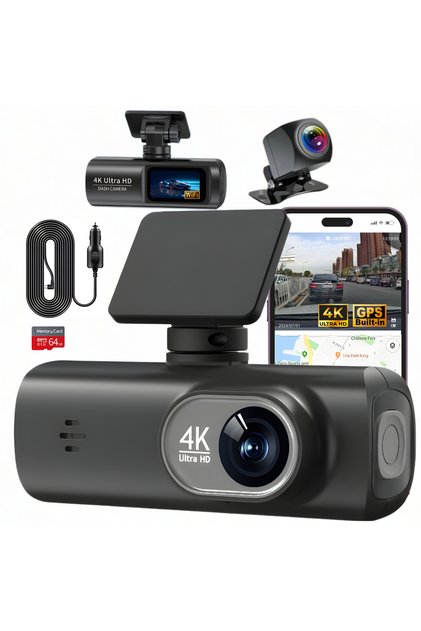 Camera Auto 4K, Inregistrare in bucla, Vedere nocturna, G-Sensor, Modul GPS inclus, Card 64gb inclus