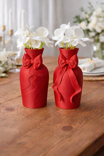 2-Piece Decorative Vase with Bowknot Detail – Modern & Stylish Design