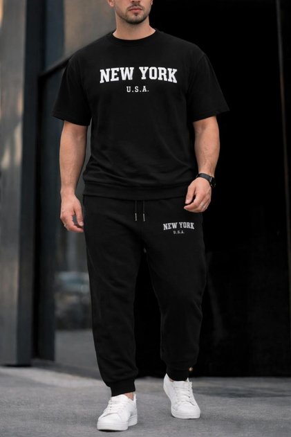 Men's New York Printed T-Shirt Tracksuit Set