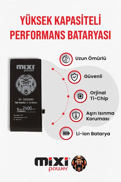 iPhone Se 2020 Uyumlu Yüksek Kapasiteli Batarya, Pil Sağlığı Yüzdesi Gösterir, 1 Yıl Garantili