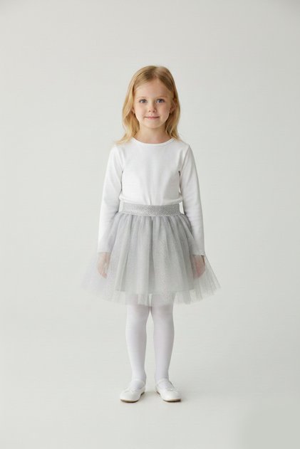 Gray Glittery Girls' Tulle Tutu Skirt for April 23, October 29, May 19, Wedding, Birthday and Party