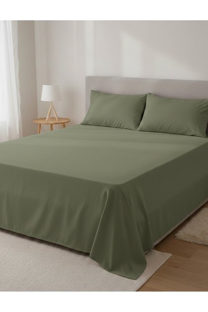100% Organic Cotton Fabric Plain (Without Elastic) Sheet+Pillowcase***(Choose Your Size before Ordering)