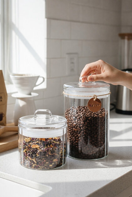 Paşabahçe Şeffaf Cam Kahve Kapsül Saklama Kavanozu - Vakum Kapaklı