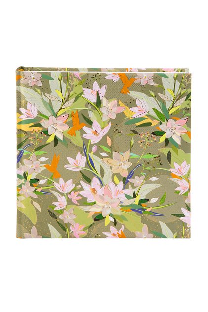 Photo Album – Royal Lilly Green, 23X23 Cm, with Elegant Floral Design, Capacity for 10X15 *200 Photos