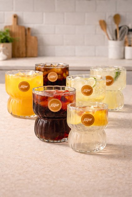 Borosilicate 6-Piece Glass Cup Set 310ml Heat Resistant Transparent Glass Cup Set Kw-1050