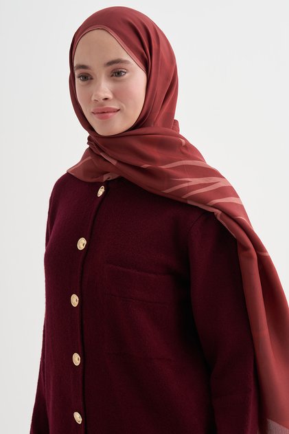 Vera Monogram Floş Shawl Red