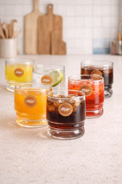 Borosilicate 6-Piece Glass Cup Set 350ml Heat Resistant Transparent Glass Cup Set Kw-1053
