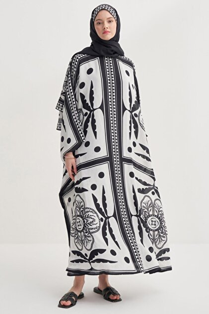 Caftan negru Atlas Floş