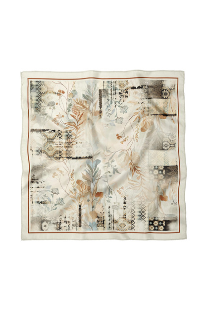 Botanical Ethnic Geometric Scarf / Bandana 70X70Cm