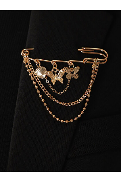 Gold Butterfly Charm Brooch