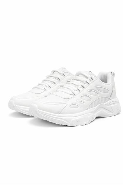 Unisex White Anorak Thick Sole Daily Walking Shoes Sneaker
