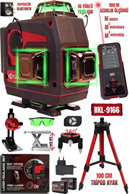 RETOOLS 2Lİ SET 16 YÖNLÜ LAZERLİ VE +70 METRE LAZER METRE(TRİPOD