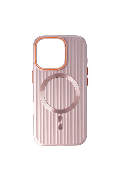 Husa PC Metallic Lines Magsafe Apple iPhone 16 Pro Roz