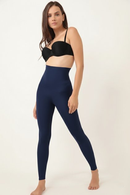 High Waist Body Shaper Tummy Flattening Navy Blue Corset Leggings