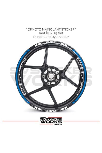 Cfmoto 450Nk Wheel Sticker Wheel Inner Lettering and Outer Stripe Set of 24 Stickers