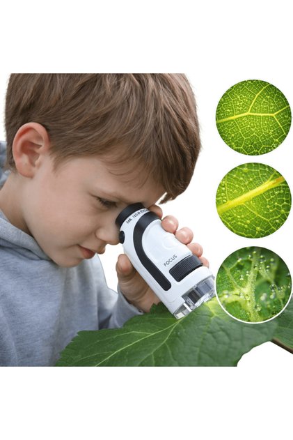Microscop Portabil Pentru Explorarea Naturii Cu Lumină LED Și Suport Telefon