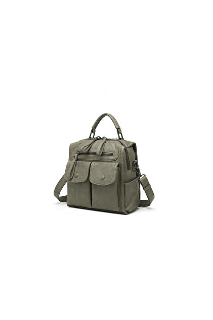 Valeria Beaumont Green Women's Washed Leather Multi-Compartment Stylish Back Shoulder Crossbody Bag