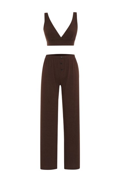 Brown Bustier - Pants 2-Piece Set