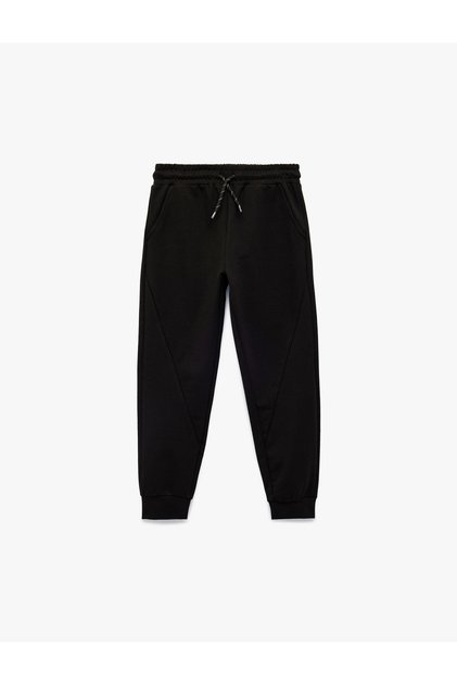 Two-Strand Pocket Detailed Jogger Sweatpants with Elastic Waist and Tie