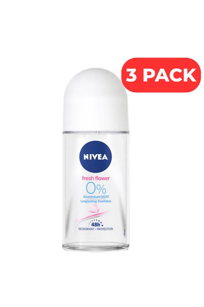 Set 3 x Deodorant Roll-On Women Fresh Flower 48h , 50 ml, 0% Aluminiu