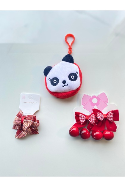 Cherry Girl & Baby Figure Buckle & Bag 3-Piece Set