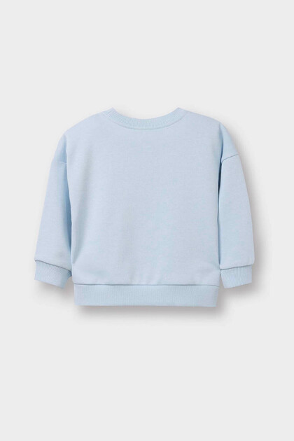 Defacto Oversize Printed Blue Baby Boy Sweatshirt D7905A5/Be177