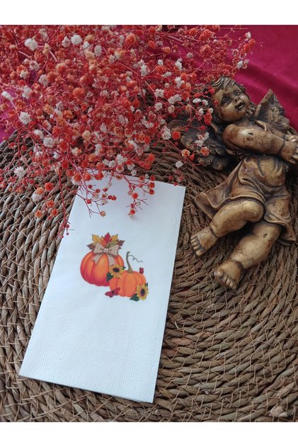 Bal Kabağı Sunum Peçetesi | Doğum Günü, Davet Napkin 12li Desenli Peçete