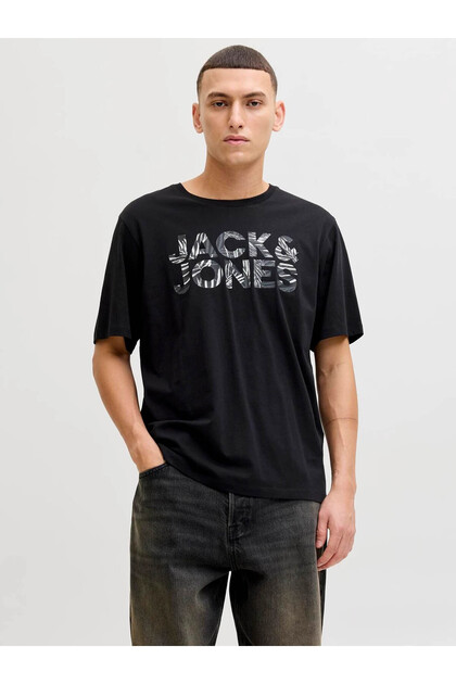 Jさま Jack & Jones Jjejeff Logo Tee Ss Sn Siyah Erkek T-Shirt 12288536