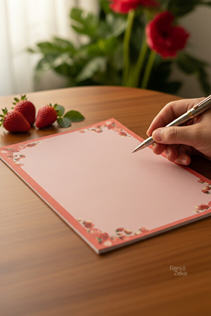 A5 Strawberry Patterned Notepad – 110 Gr Thick Paper Notepad 50 Sheets Notepad