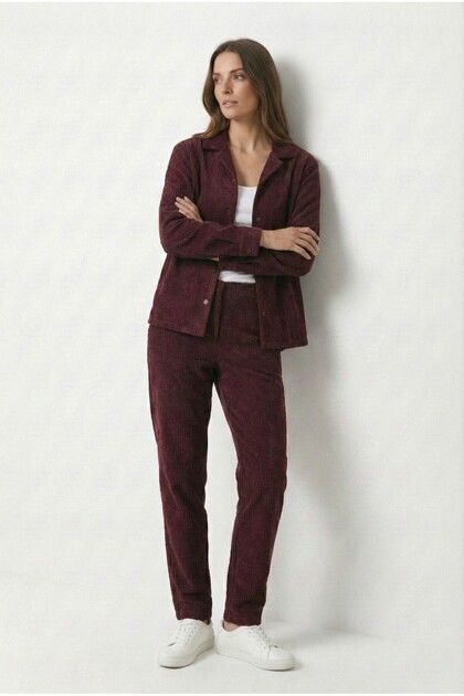 Women's Premium Corded Fabric Fabric Shirt and Trouser Set