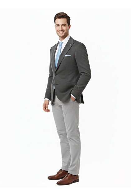 Erkek 6 DropSlimfit Sivri Yaka Torba Cep Siyah-Premium Örme Kumaş,Özel Kalıp 1639-0011