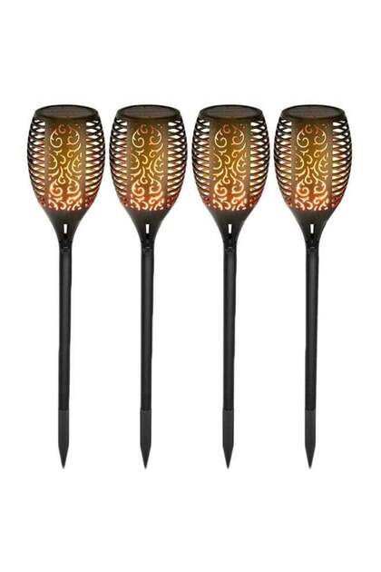 4-Piece LED Solar Outdoor Lamp Black 58x9.5cm