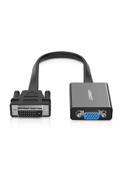 محول نشط من DVI (24+1) ذكر إلى VGA أنثى، أسود اللون