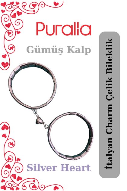 Italian Charm Steel Heartbeat Together Bracelet Without Inscription - Silver