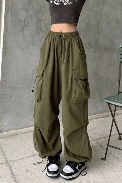 Women's extra baggy linen pants - khaki