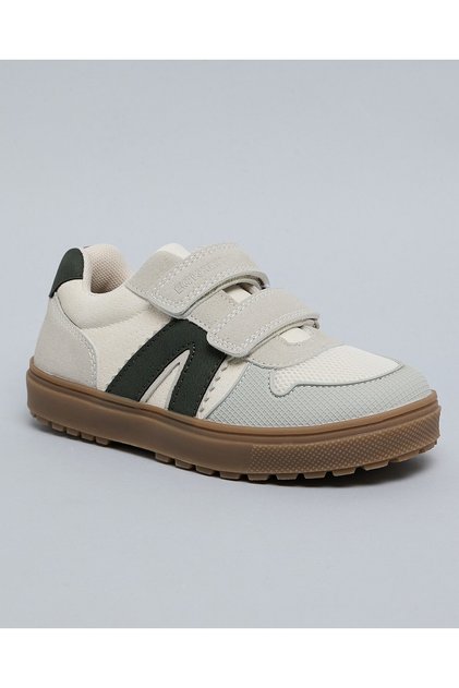 Boys Sand Color Block Velcro Closure Sneakers