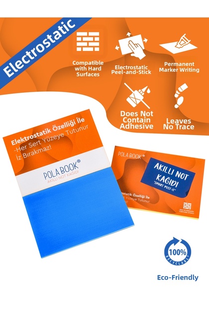 Smart Note Paper - 7X10 cm 50 Sheets - Blue - Non-Adhesive Post-It