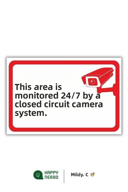 Warning Sign: "This Area Is Monitored by a 24/7 Closed-Circuit Camera System" - 25X35 cm