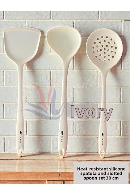 Heat Resistant Fireproof Non-Stick Ladle Spatula Colander Set 3 Pieces