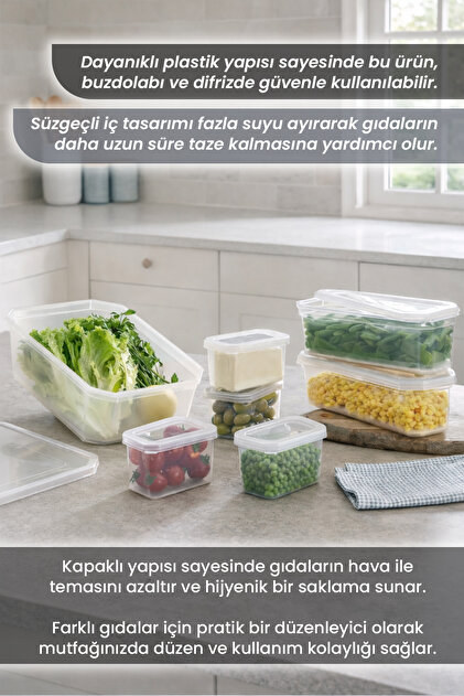 naturelove 7'li Süzgeçli Saklama Kabı Seti – Buzdolabı Mutfak