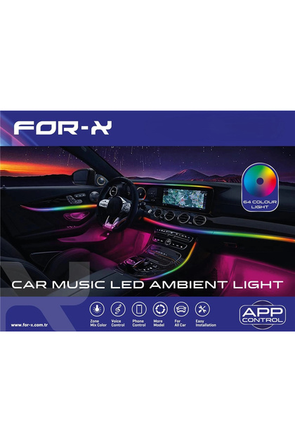 For-X Araç İçi Ambiyans Led Aydınlatma - X-LED64P 64 Renkli Müziğe