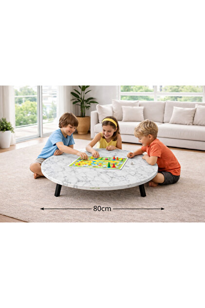 Alesta Life 80 Cm Çap - Beyaz M. Desenli Katlanabilr Yer Sofrası