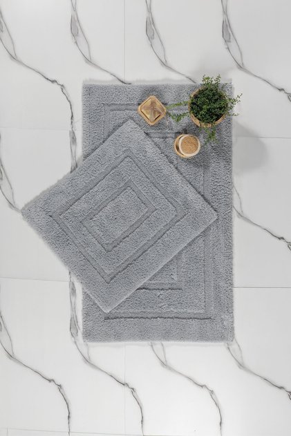 Solid Bathroom Rug Set Cotton 2 Pieces (60X100 cm) Indigo