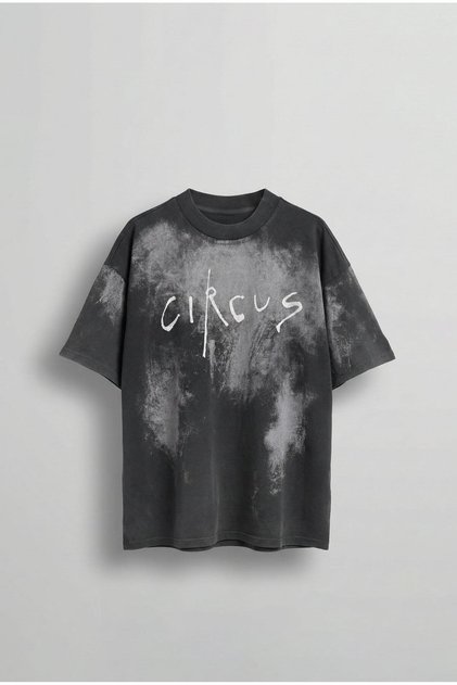 Ανδρικό μπλουζάκι Cirsus με στάμπα που πλένεται Oversize μαύρο