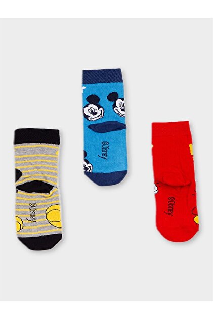 Mickey Mouse Lisanslı Erkek Çocuk 3 Çift Soket Çorap 20500